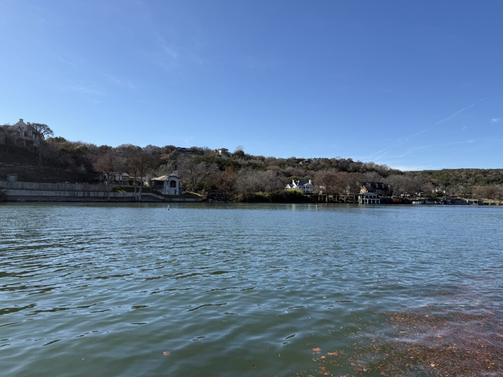 Lake Austin Shoreline with houses in the distance