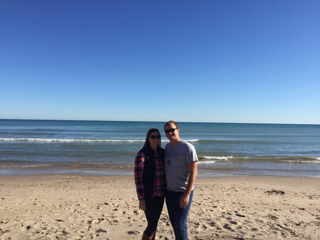 Lake Michigan Couple visiting the beach from Milwaukee