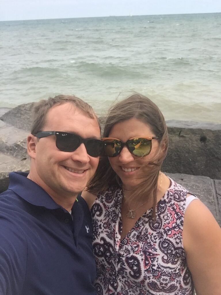 Couple in front of Lake Erie while visiting Niagara Falls