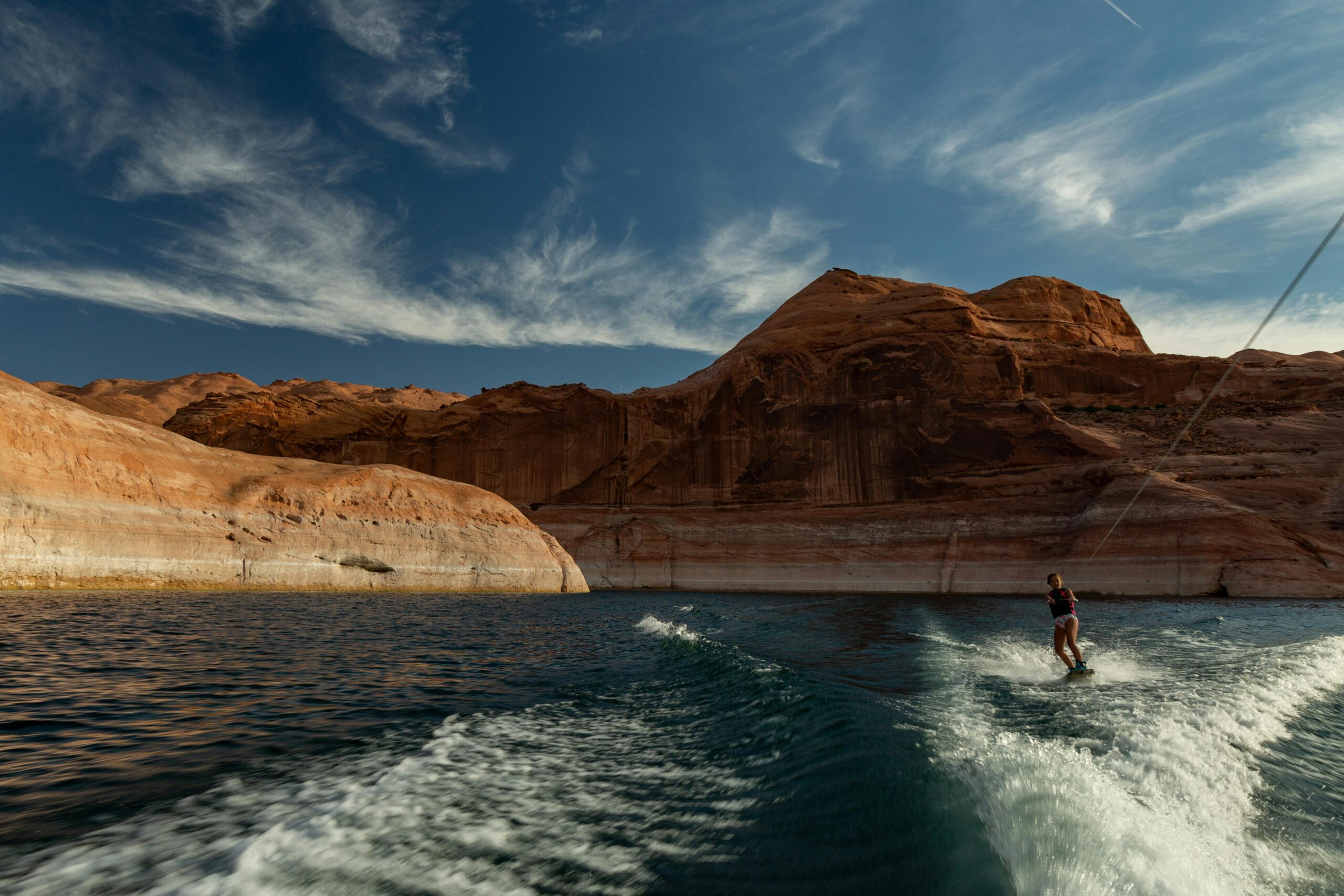 Man Wakeboarding in a lake