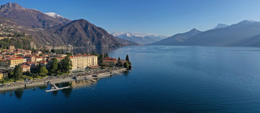 Aerial view of Grand Hotel Victoria on Lake Como