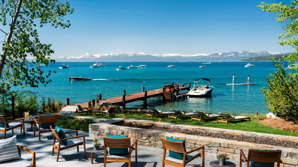 Ritz Carlton Lake Tahoe Club overlooking the dock and water