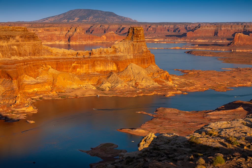 Breathtaking aerial view of Lake Powell in Utah highlighting stunning rock formations.