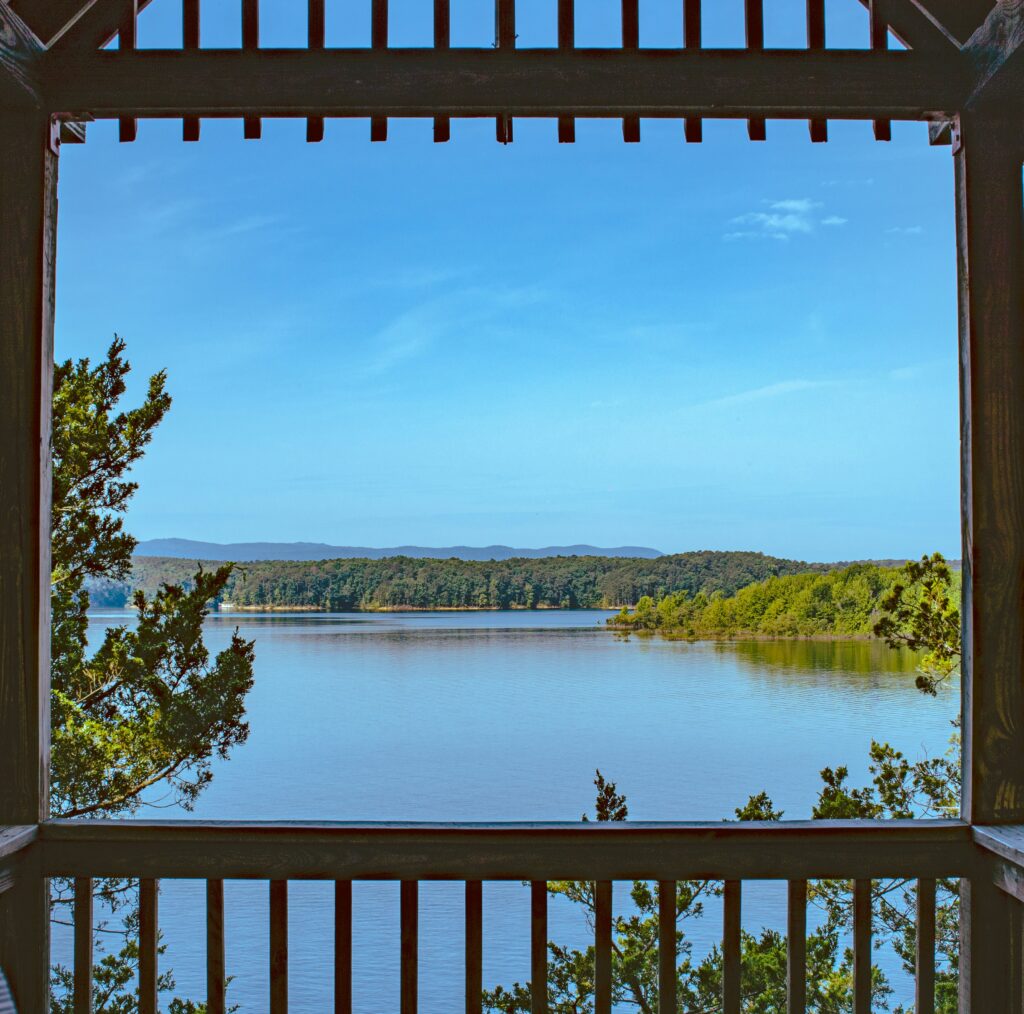 High level Lake View from the shores of a house deck