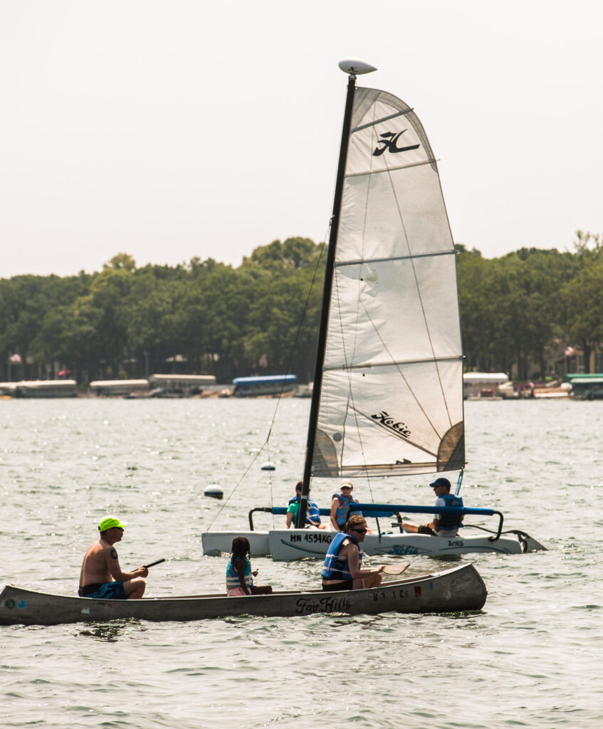 Lake outside of Fair Hills resort sailboat and canoe