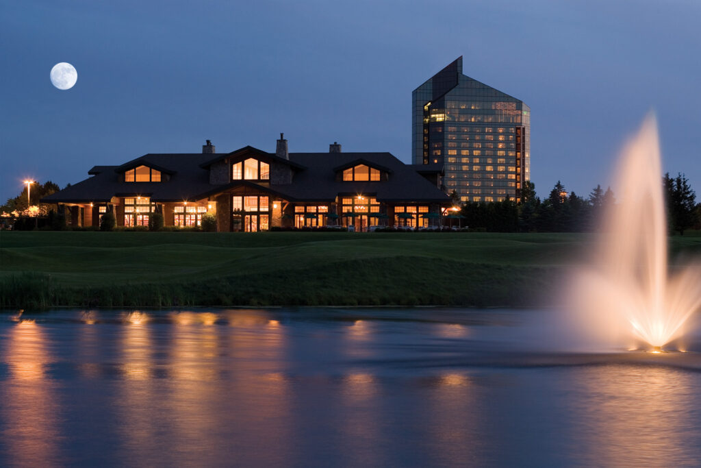 Night view of exterior of Grand Traverse Resort & Spa