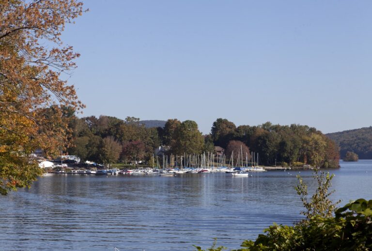 Candlewood Lake with Boats on the docks in the background