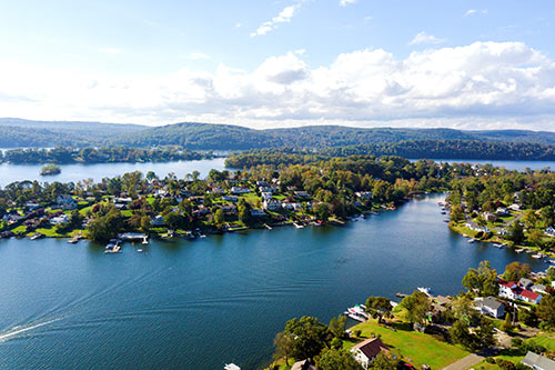 Aerial view of Candlewood Lake, CT