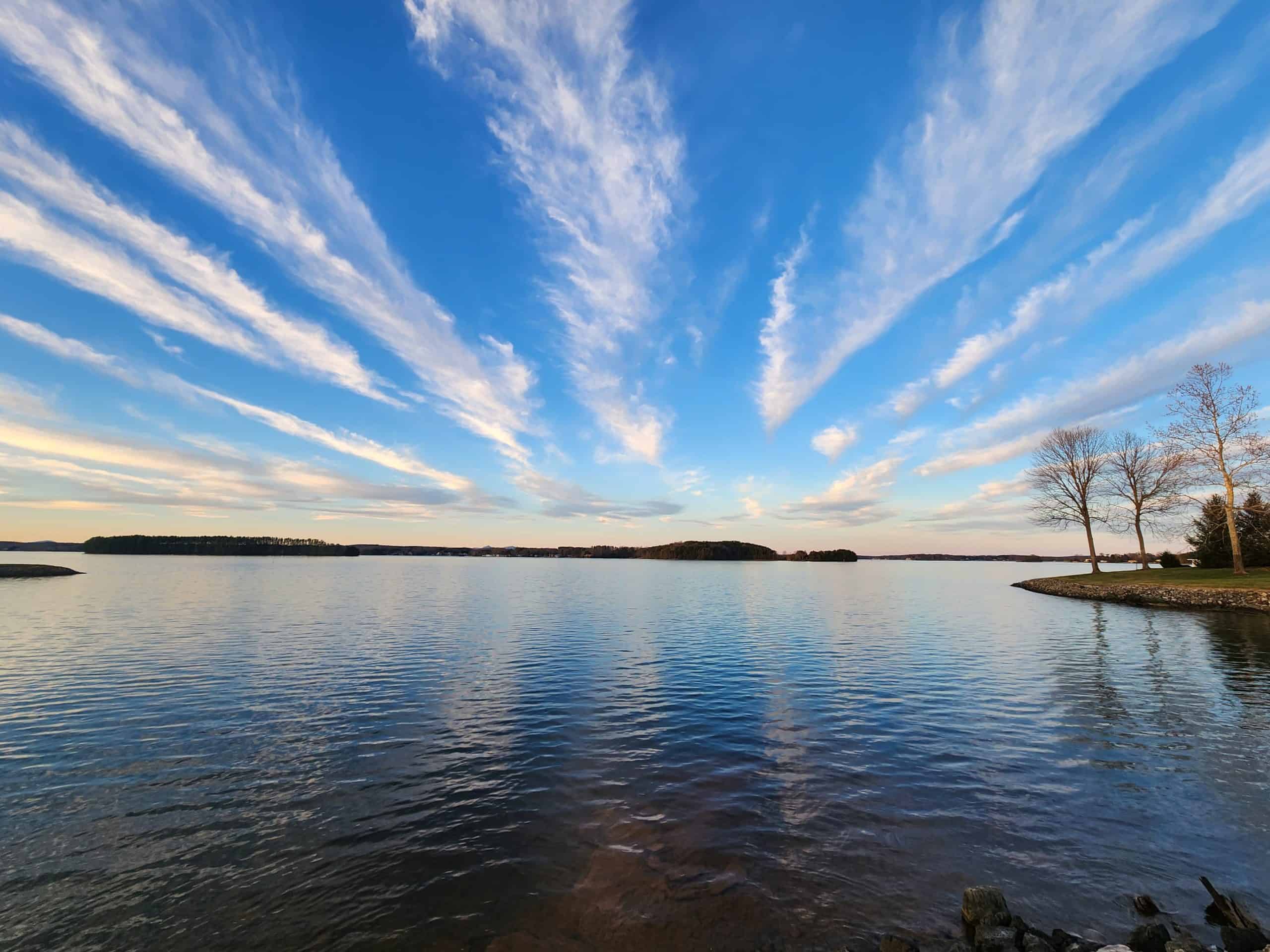 Smith Mountain Lake with clouds in the sky