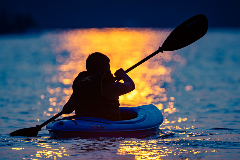 Kayaker at Sunset on Guntersville Lake