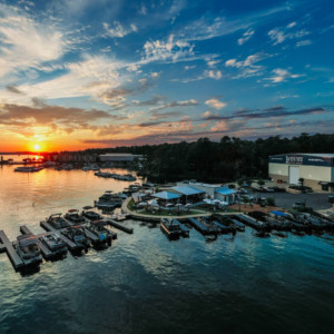 Boats at the Marina Lake Martin at Sunset